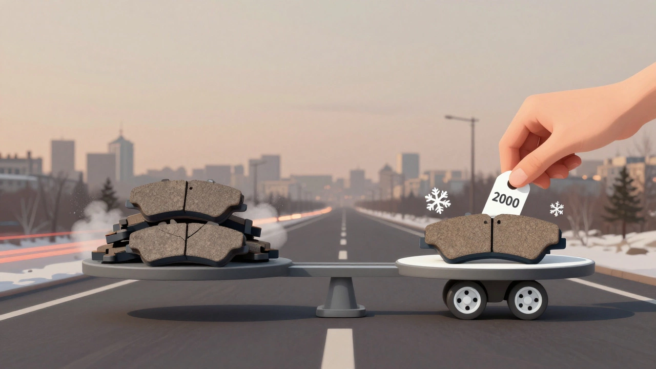 Весы с дешёвыми и дорогими тормозными колодками: керамические на стороне безопасности и долговечности.