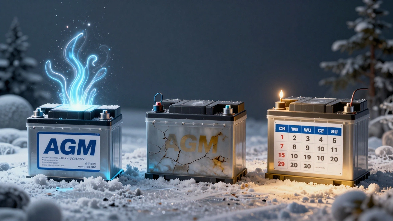 Визуальная хронология жизни аккумулятора: от нового до изношенного, с акцентом на правильный уход и регулярную зарядку.