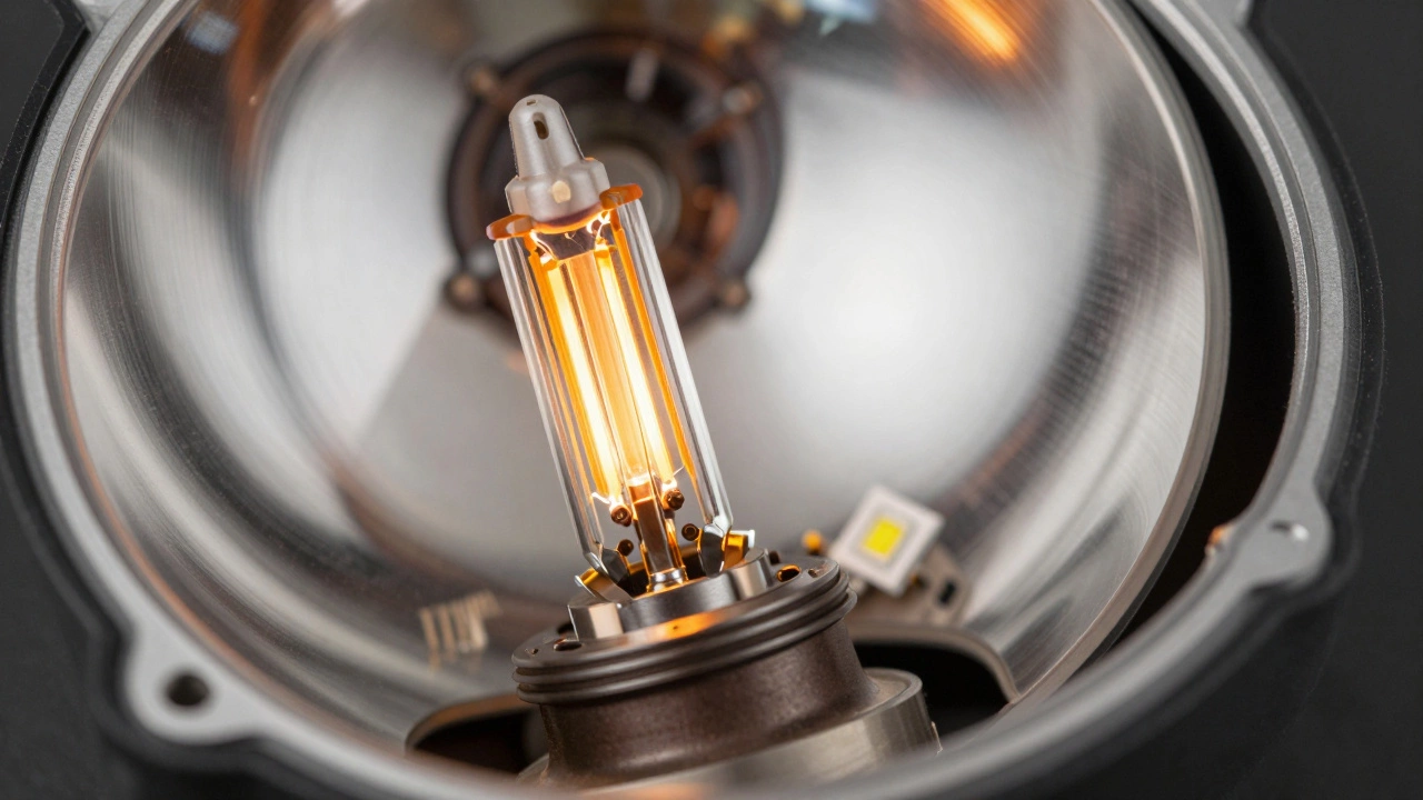 Внутреннее устройство фары с галогеном и светодиодом