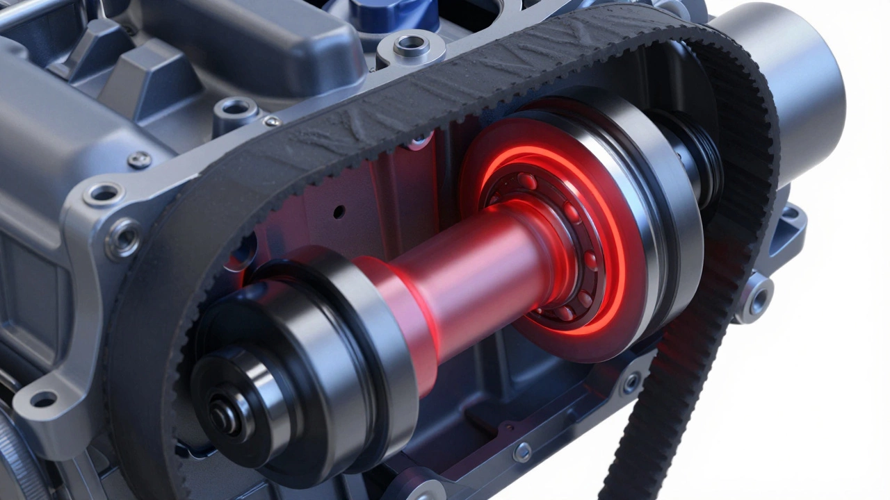 Концептуальное изображение перегревающегося подшипника ролика ГРМ