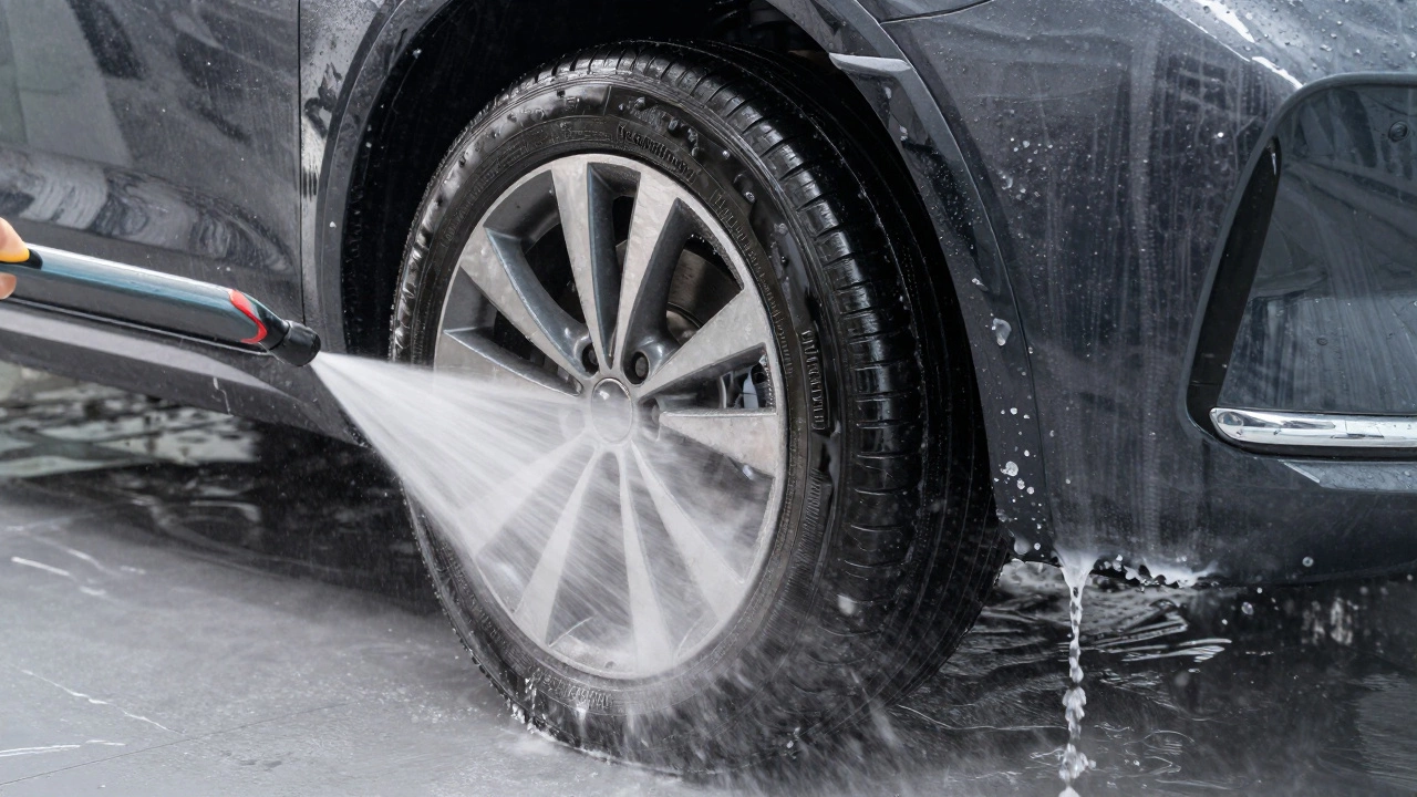 Мойка днища и колесных арок автомобиля под давлением воды