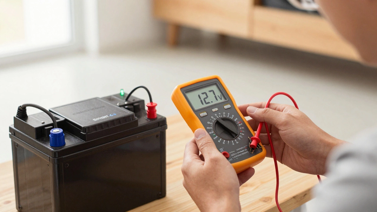 Проверка напряжения аккумулятора мультиметром в гараже