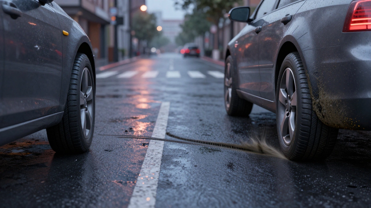 Сравнение тормозного пути автомобиля на новых и изношенных шинах